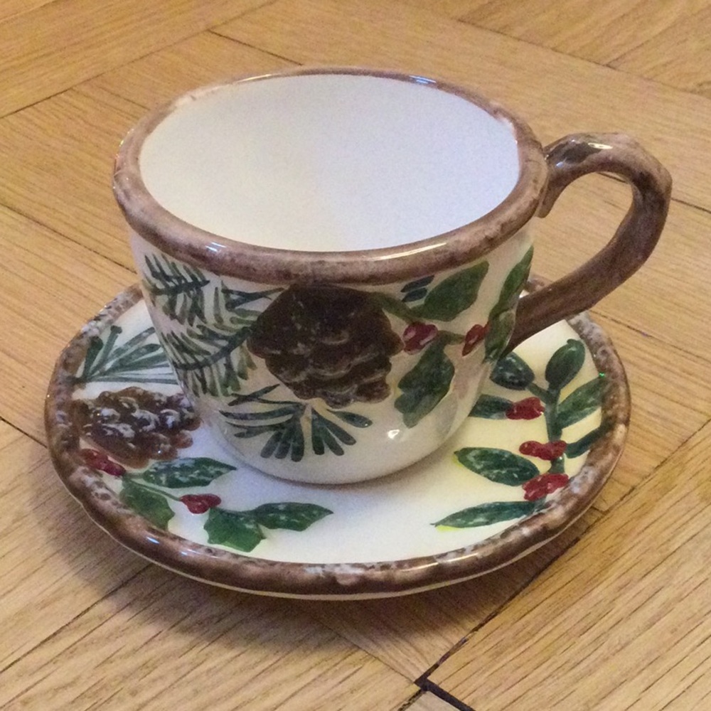 Yankee Candle votive holder Pinecone Cup and Saucer Set
